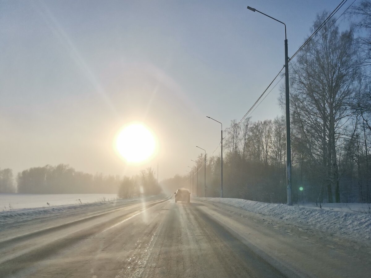 Морозное утреннее солнце по дороге на рыбалку! >>>>