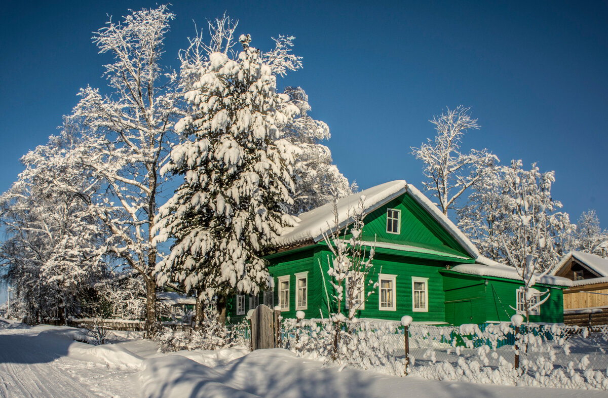 Зимний сельский русская деревня