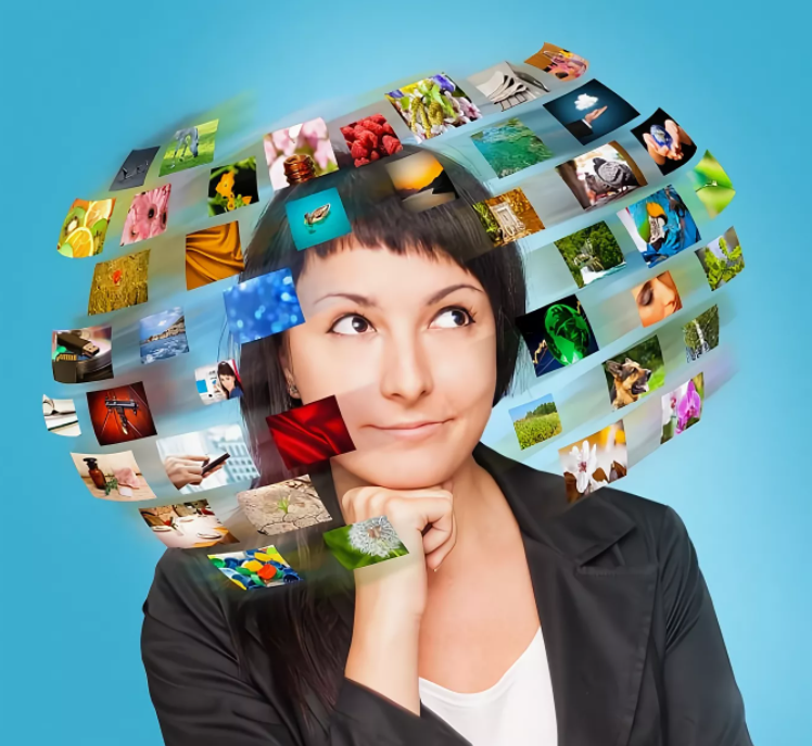 Бизнесмен с деньгами. Визуализация женщины. Девушка мечтает. Много идей в голове. Визуализация женщины.