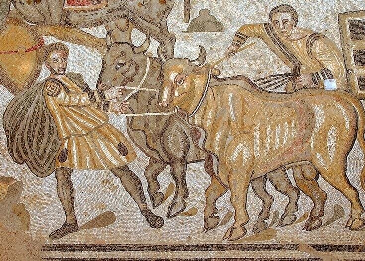 Римские крестьяне. Мозаика Виллы дель-Касале, IV в. н.э.