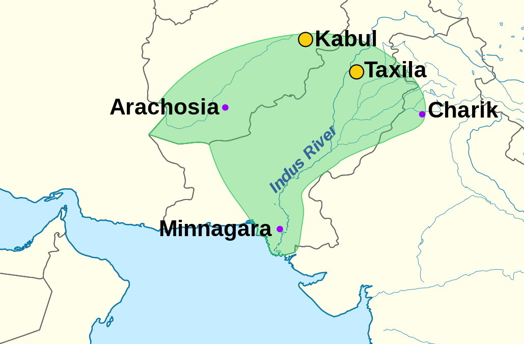 Карта Индо-Парфянского царства, I век. Ныне, это территория Пакистана.