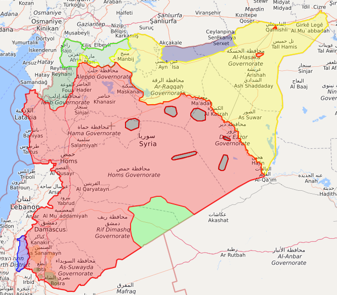 Какую часть сирии контролирует асад сейчас карта