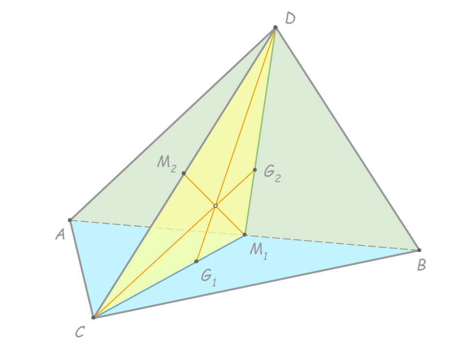 Тетраэдр это пирамида. Бимедианы тетраэдра. Точка пересечения медиан тетраэдра. Медиана тетраэдра. Теорема о медианах тетраэдра.