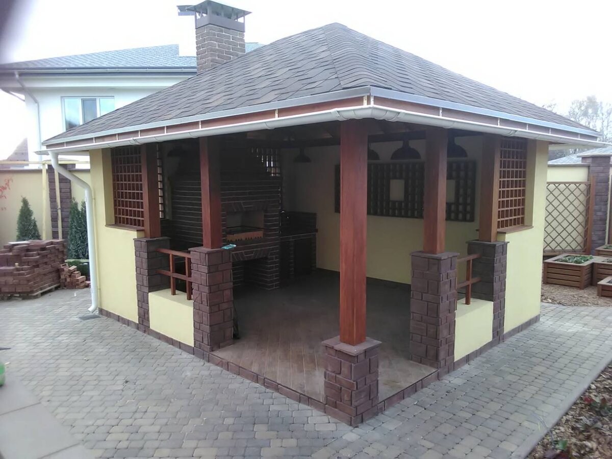 Открытая беседка с барбекю-комплексом премиум-класса