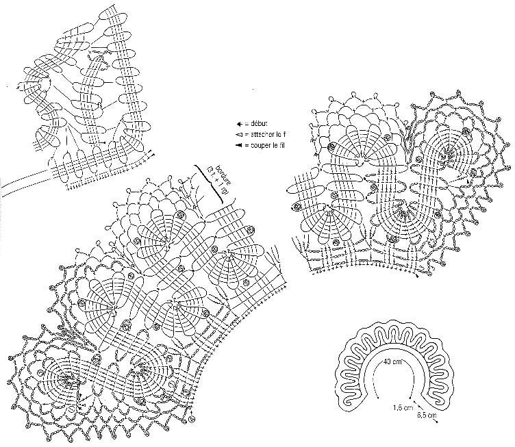 Брюггское кружево воротнички крючком схемы