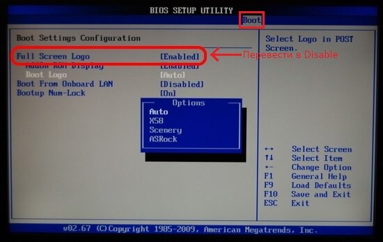 Зависает на картинке биоса
