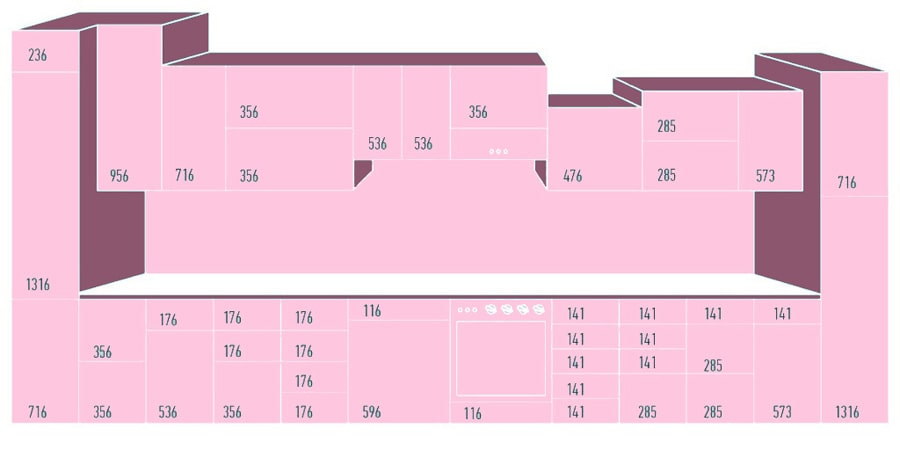 Размеры фасадов кухни стандарт