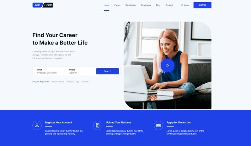 html css шаблон сайта по поиску работы или сотрудников