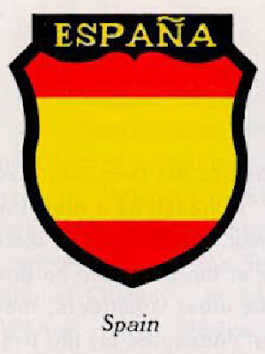 Нарукавная нашивка щит испанских нацистских добровольцев. /фото реставрировано мной, изображение взято из открытых источников/