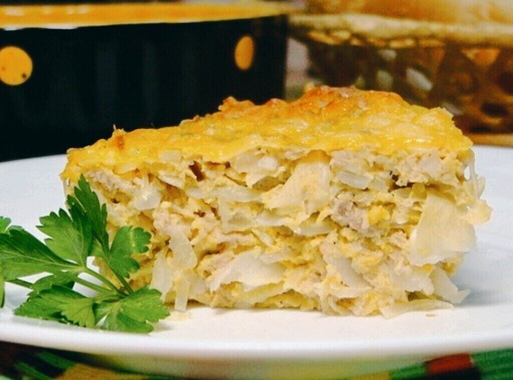Капустная запеканка с фаршем в духовке
