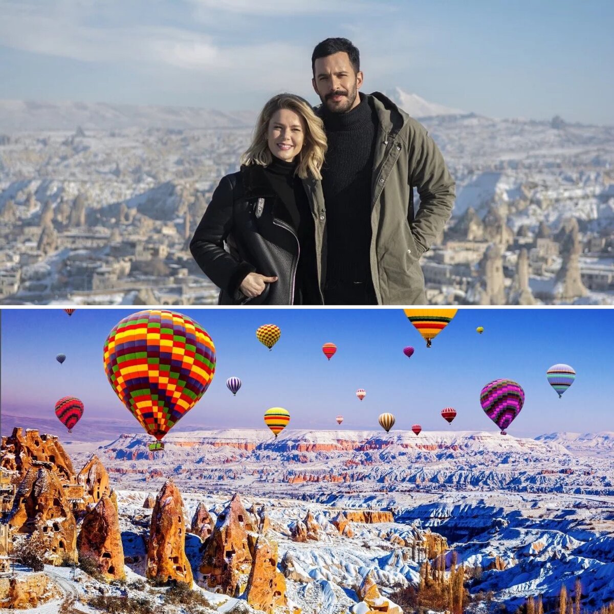 Фото турецких актеров Бурджу Бириджик и Барыша Ардуча в Каппадокии