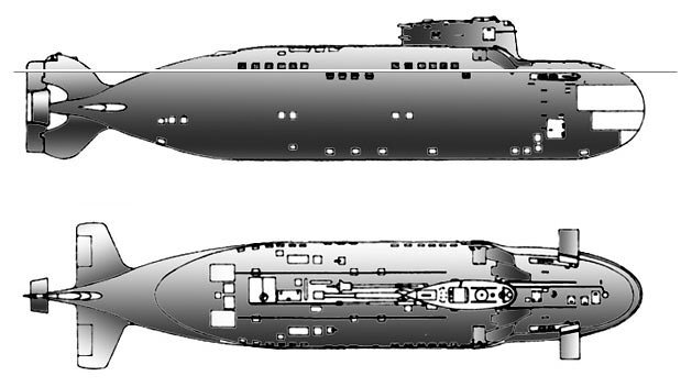 Проекции подлодки пр.865 «Пиранья»