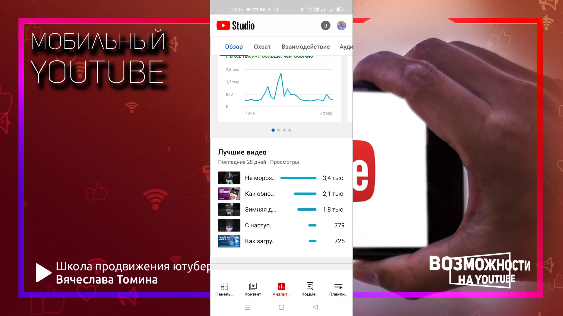 Как посмотреть аналитику в Ютубе на телефоне