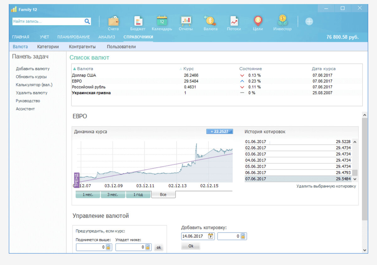 “Family” - программа для учета финансов