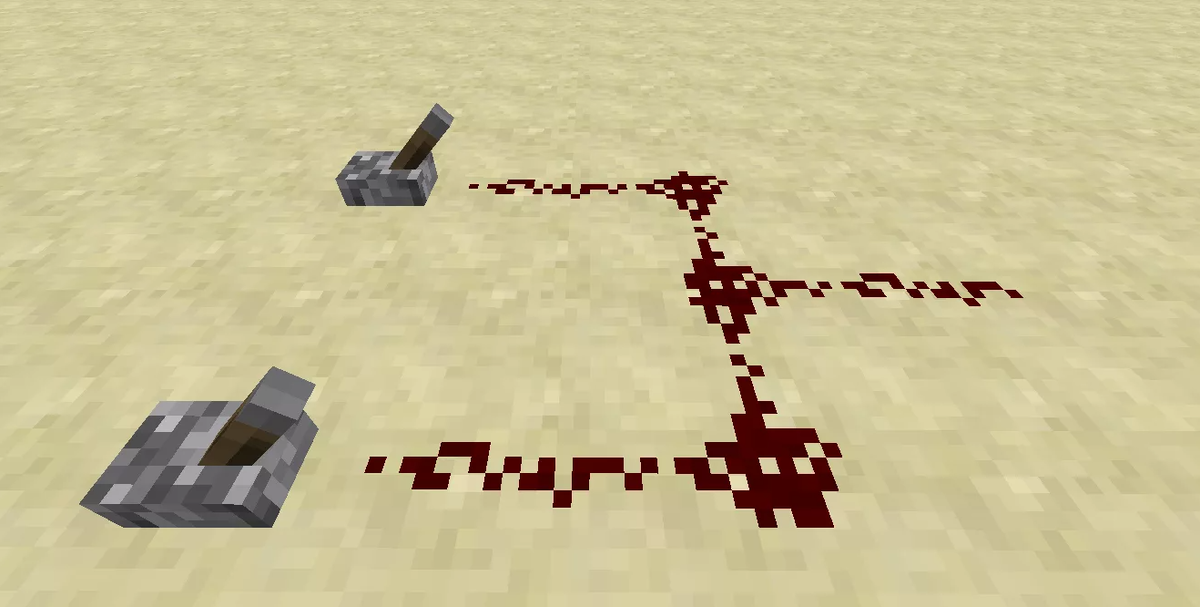 Перегревшийся редстоун - тёмно-красный, выглядит чуть темнее неактивного кабеля