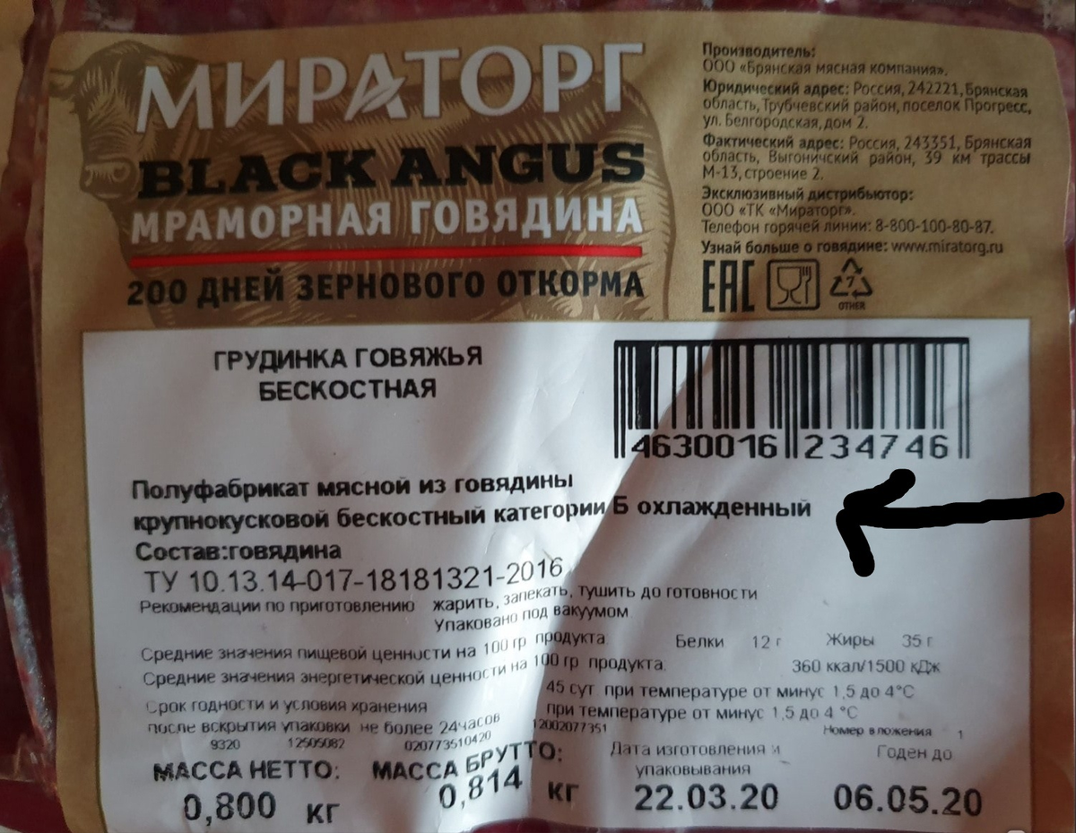 Полуфабрикат категории Б, только мясо