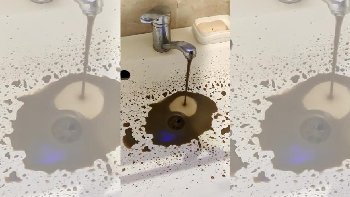    Грязная вода течет из крана:Facebook.com/Риза Турдакынкызы