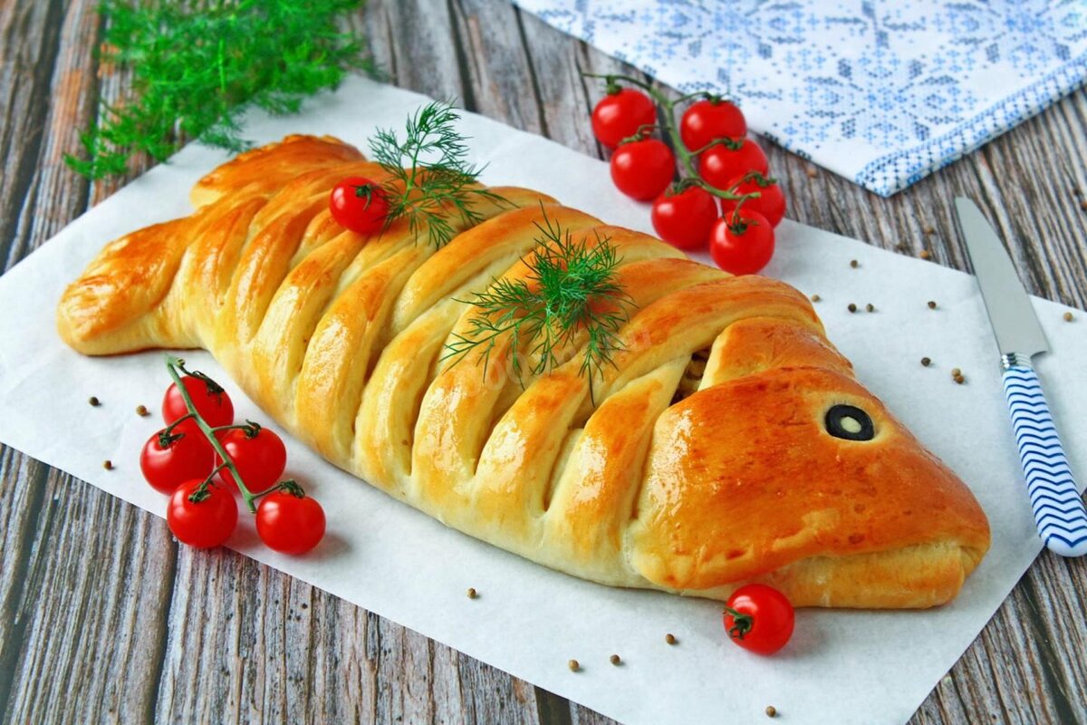 Пирог Рыбник плетенка
