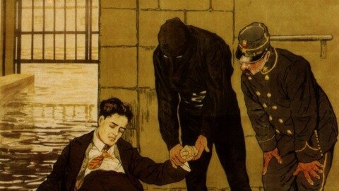 колоризированный постер к первому фильму о Фантомасе 1913 года.