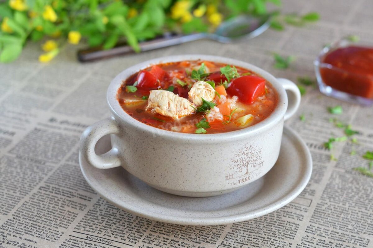 Рецепт супа с макаронами и картошкой томатной пастой