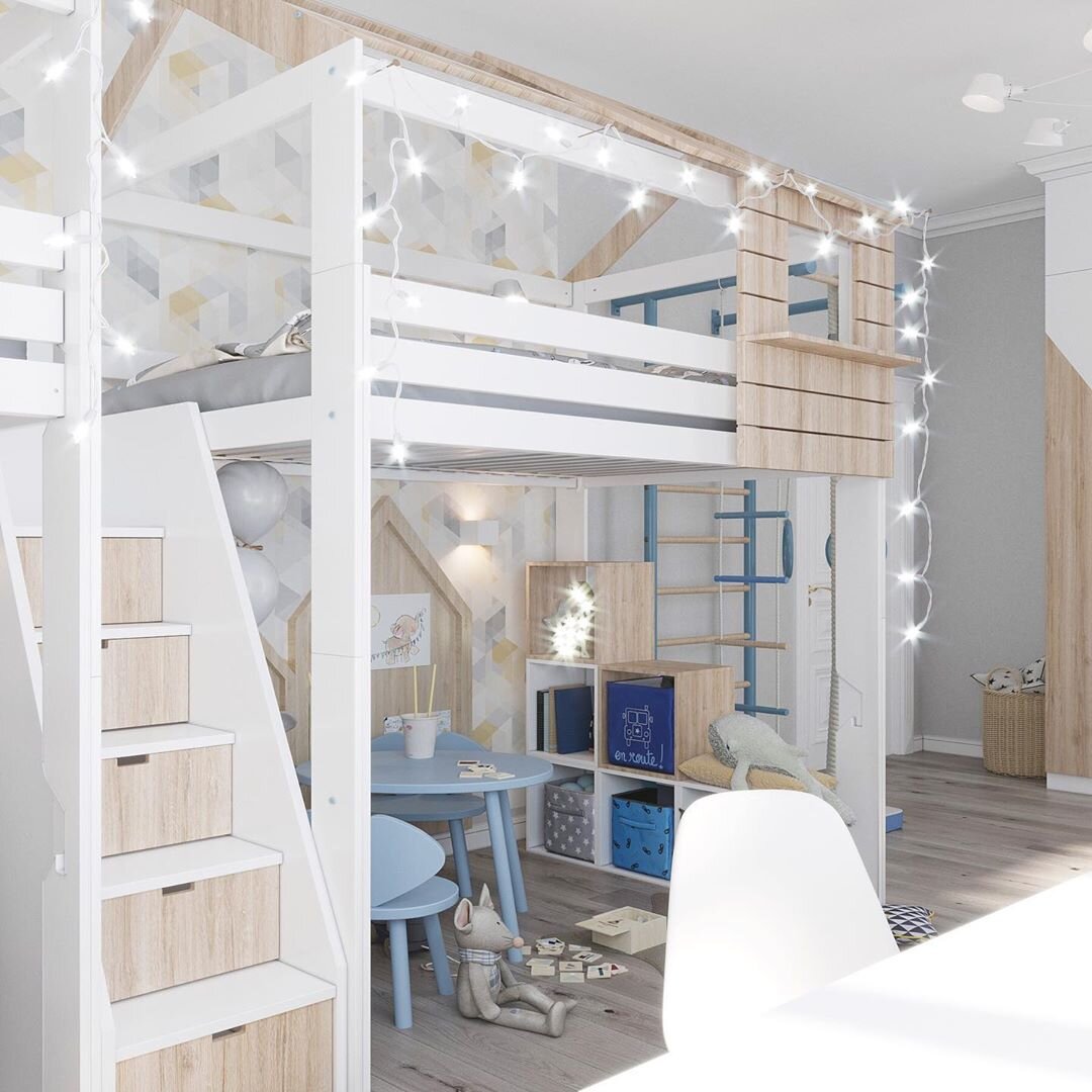 Обои с горами Alltowall в детской для двоих мальчиков 