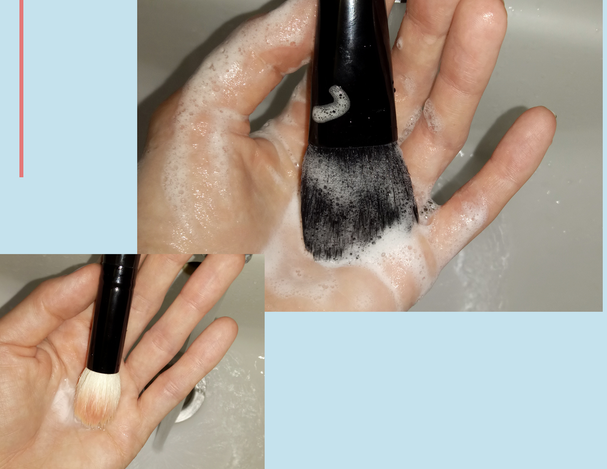 Мытье натуральных кистей с шампунем. 