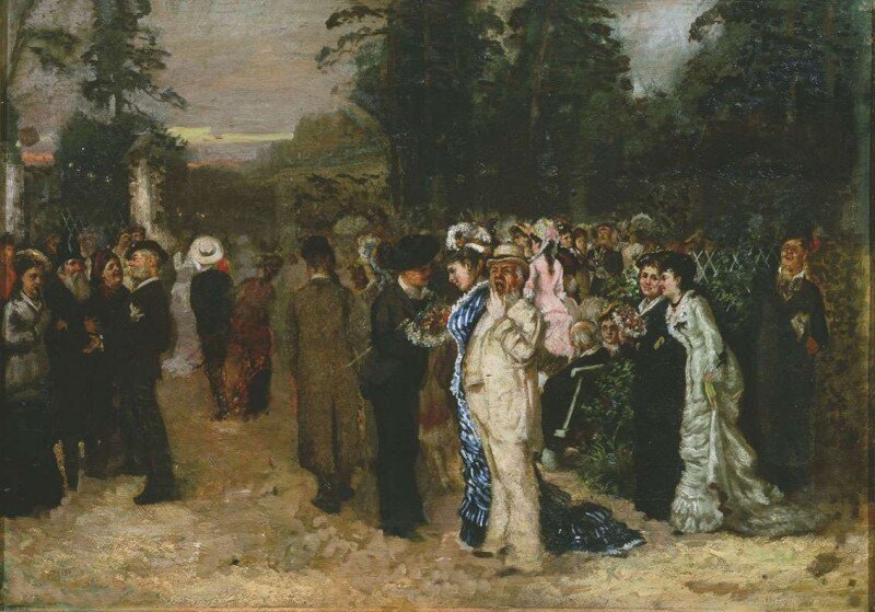 Николай Чехов.  "Гуляние в Сокольниках" , 1878.  