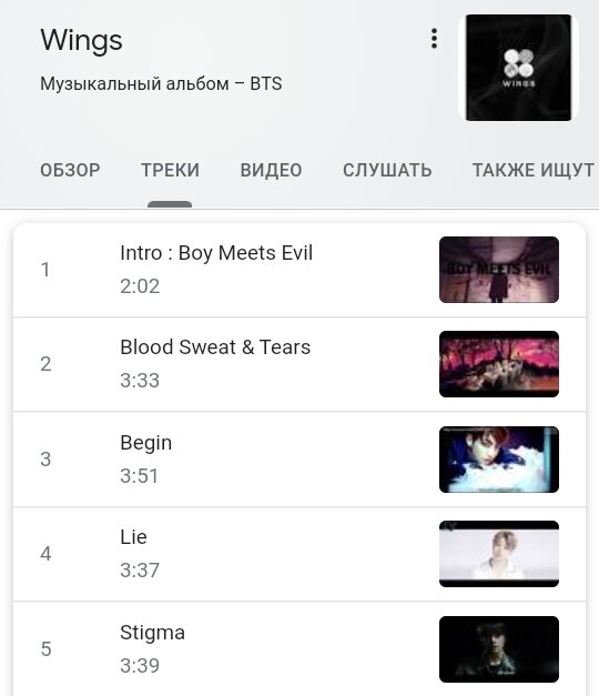 Несколько песен альбома «Wings»