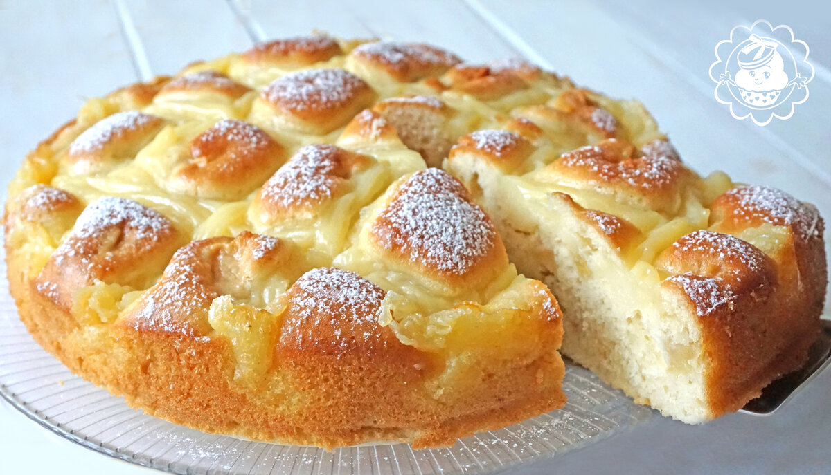 Рецепт нежного пирога с яблоками и заварным кремом. | Вкусно и просто | Дзен