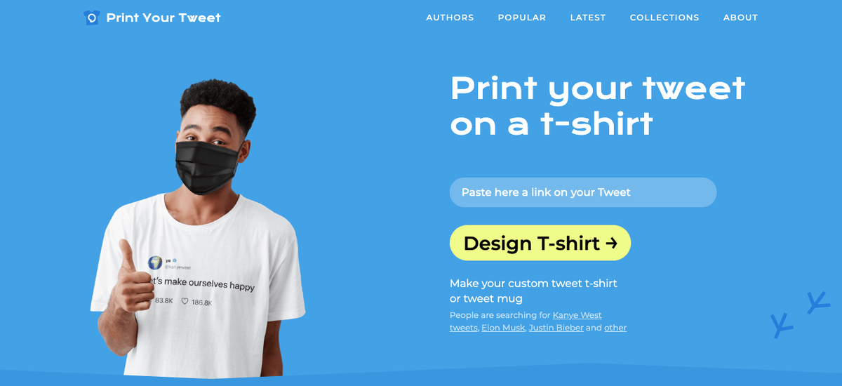 Главная страница Printyourtweet.com