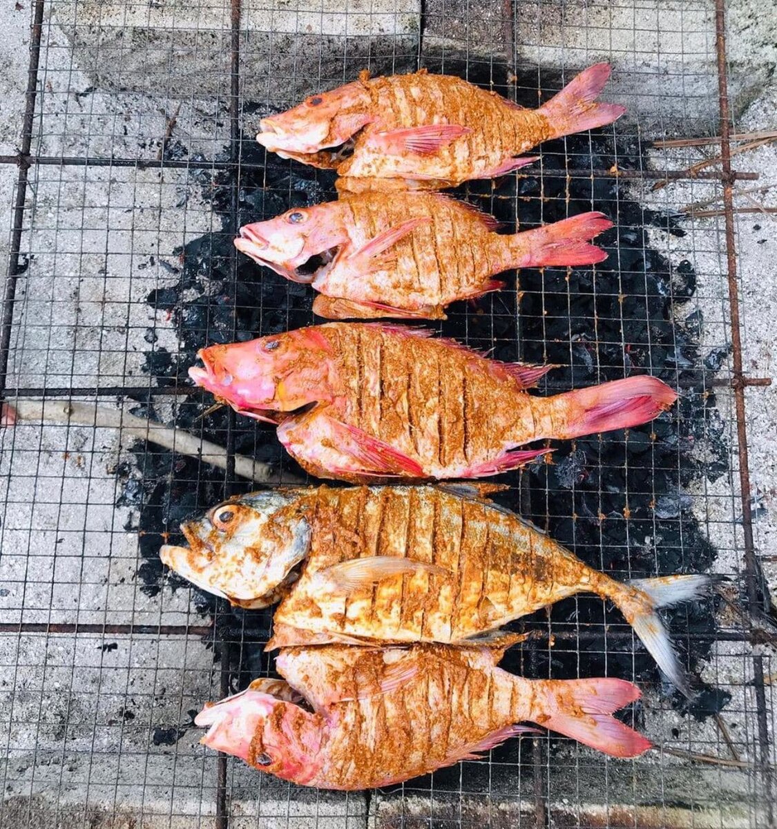 Гриль после удачной рыбалки.