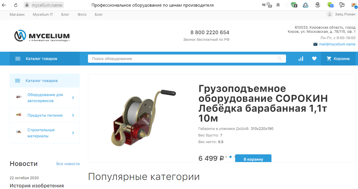 Действующая модель ИБ сайт mycelium.name