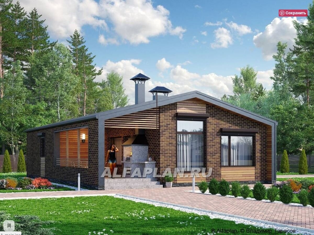 НА СЛАЙД-ШОУ 4 ФОТО: Проект одноэтажного дома "Йота" 1021А, ©Владимир Тарасов