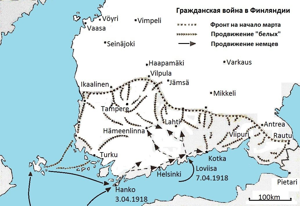 Гражданская война в финляндии карта