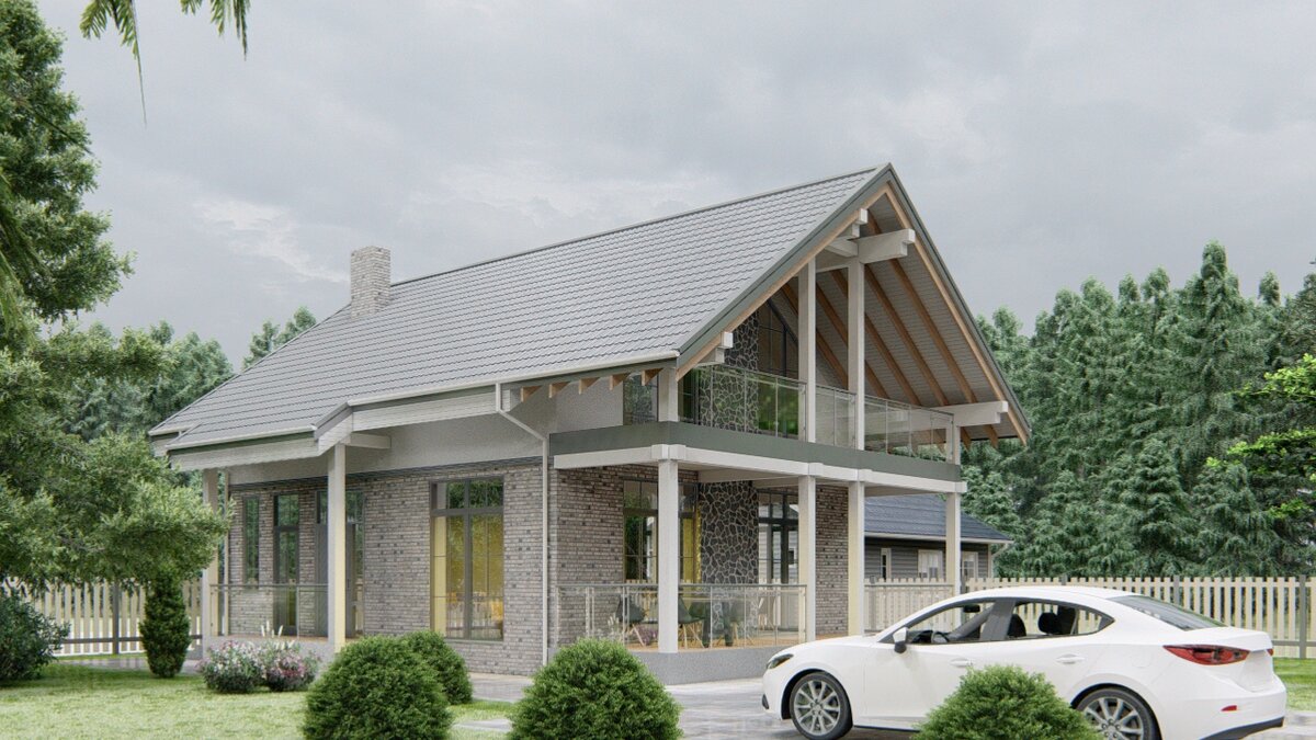 Проект двухэтажного дома 150,3 м2 с верандой. Дом "Елизавета"