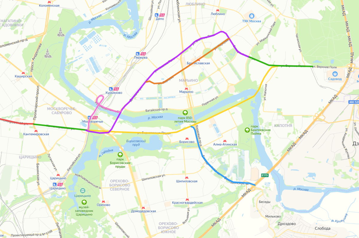 Южная рокада на карте москвы подробная схема