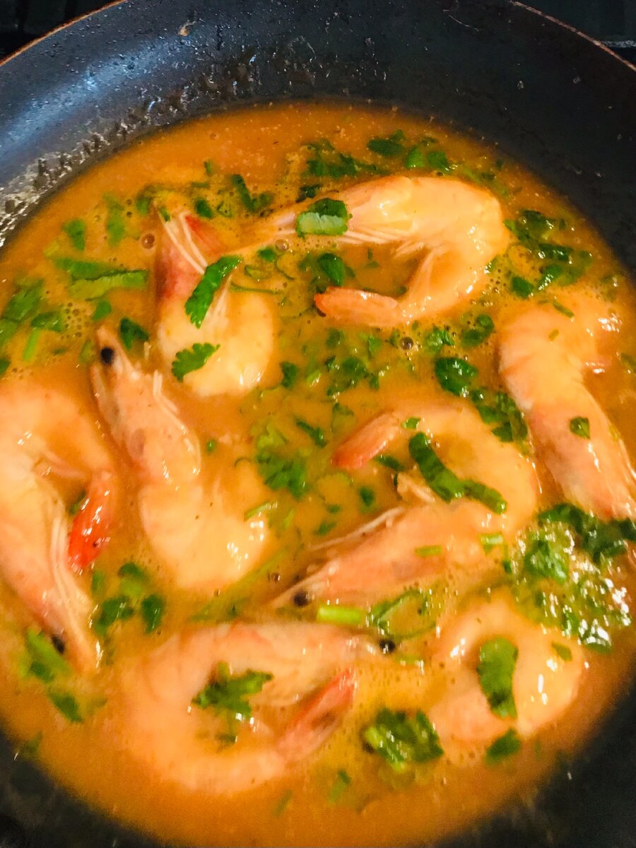 Обед. Фунчоза с овощами и креветками 