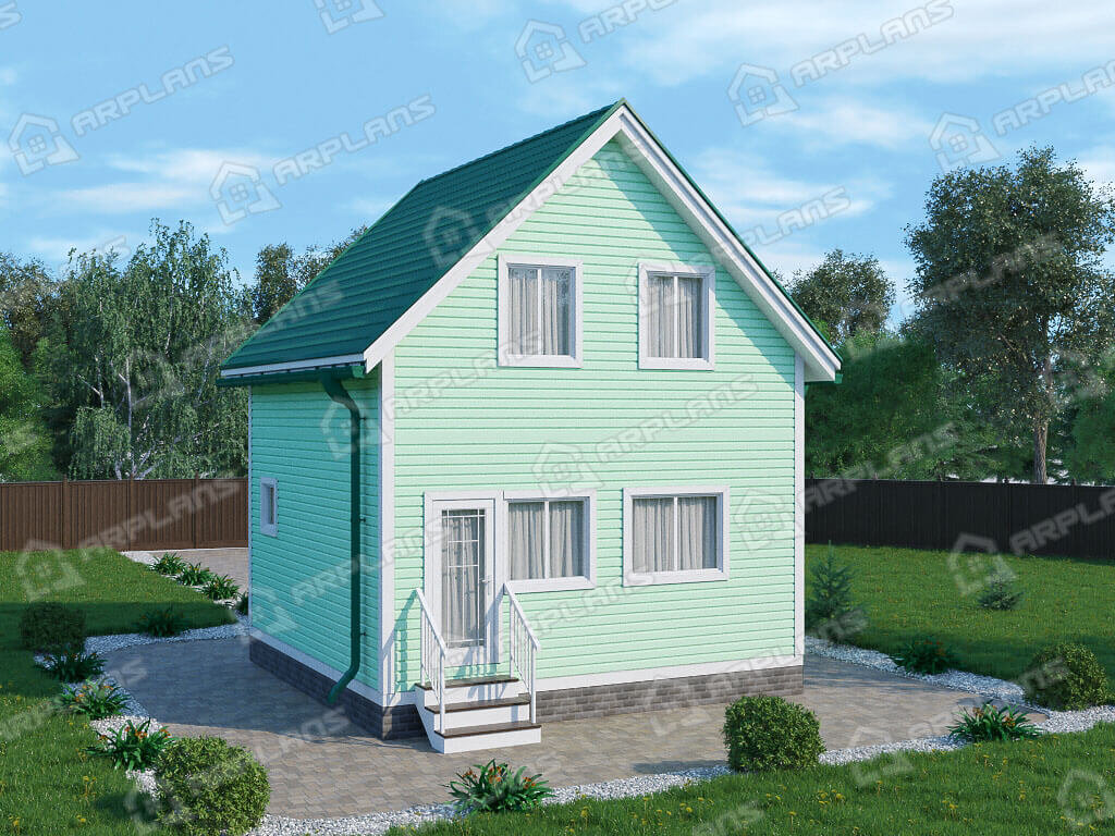 Фото 1 двухэтажного каркасного дома с мансардой и 2 спальнями. Общая площадь 60 кв м. Источник arplans.ru Проект И-040