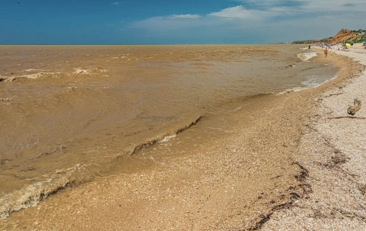 Вот так выгляжу вода на пляже в Крыму. Фото: Алексей Скляренко / Vk.com

