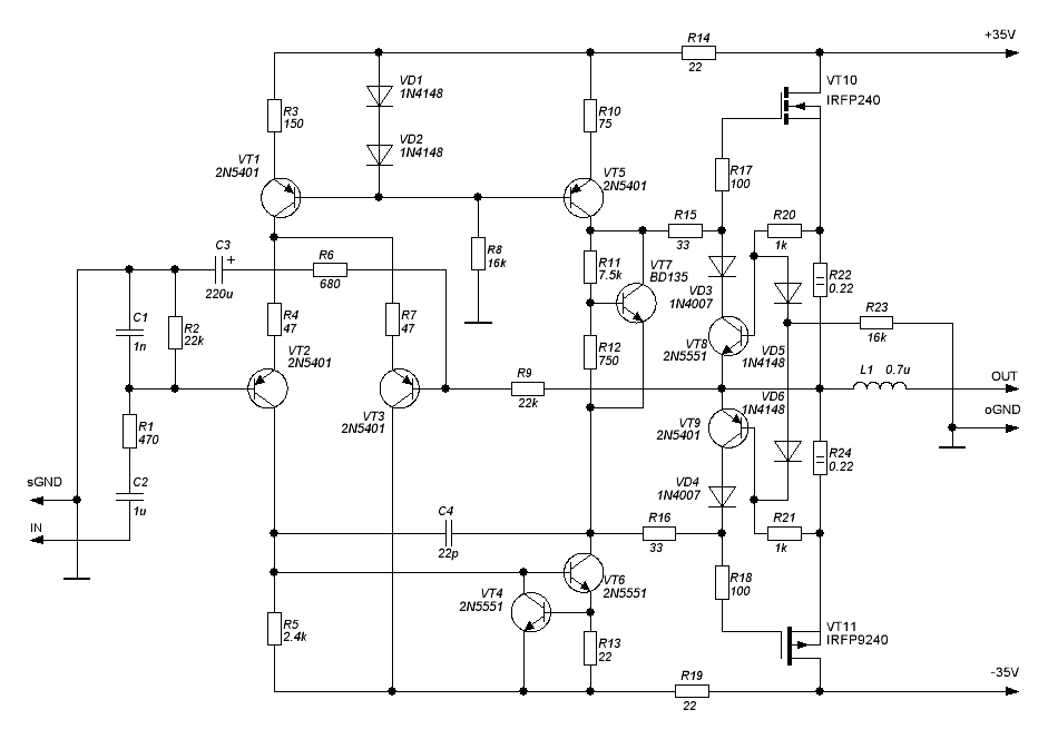 Irfp240 irfp9240 схема усилителя