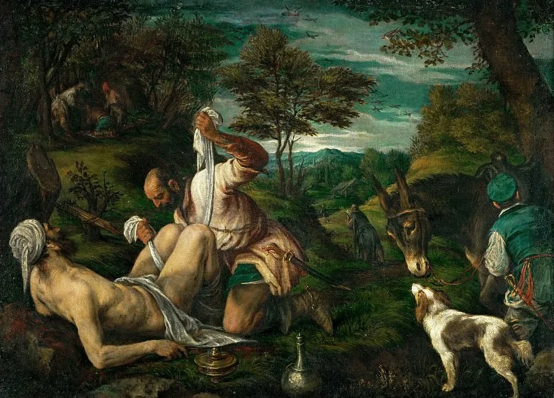 Франческо Бассано. Милосердный самарянин. 1575. Читайте и слушайте книги преподобного Паисия Святогорца (1924-1994). Ссылки внизу 