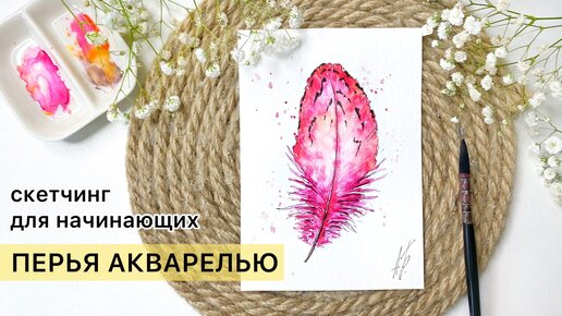 КАК НАРИСОВАТЬ ПЕРО АКВАРЕЛЬЮ // СКЕТЧИНГ ДЛЯ НАЧИНАЮЩИХ