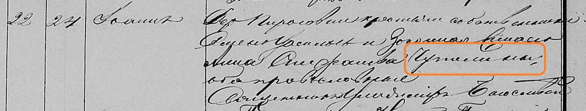 Фамилия Чупилины в метрической книге 1893 года.