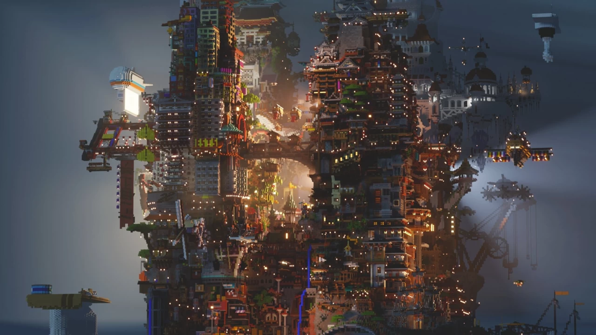 Minecraft cyberpunk skyscraper фото 8