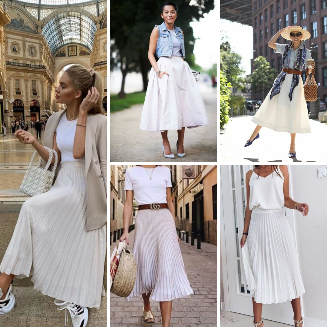 Как носить белую юбку в холодном сезоне: модные образы