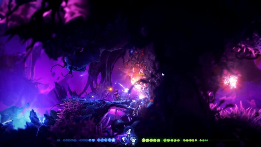 Идите влево, перемещайтесь между вращающимися лазерами в левый верхний угол, через палку. Вам нужно зацепиться за небольшую стенку справа и подняться вверх через палку. Разрушьте пятый нарост.Разрушать нужно вот такие наросты.
Сделав это, вернитесь в зал с вращающимися лазерами и спуститесь в правый нижний телепорт, чтобы оказаться за стеной слева. Далее будет отрезок похуже. Сначала нужно через дыру попасть в шар. Затем через нее же летите в телепорт слева. В следующем зале будет другой шар. Приземлитесь вниз, чтобы сохраниться. Летите внутрь шара и выбирайтесь в левый верхний угол через любую дыру. Далее будет коридор с лазерами, шипами и потоком воздуха. Поднимайтесь при помощи пера. Затем будет колесо с продольным разрезом. Используйте его и поднимитесь сначала в правый верхний угол, где будет ниша с Горлековой рудой. Затем следуйте в левый верхний угол. Там нужно разрушить шестой нарост.
