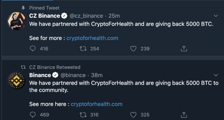 "Мы запартнерились с сервисом КриптаДляЗдоровья и раздаем 5к битков"