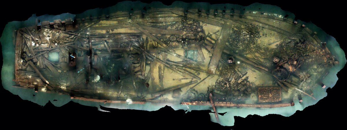 Фотопланшет корпуса затонувшего судна. Фото: ЦПИ РГО