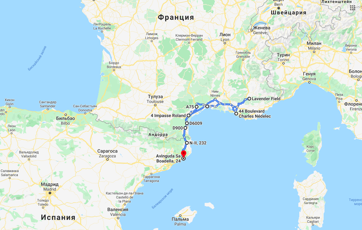 Маршрут: Lloret-de-Mar – Valensole (лавандовыеполя) – Marseille – Lloret-de-Mar