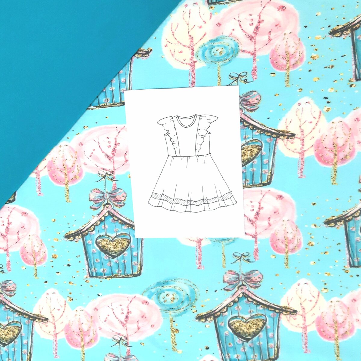 Эскиз платья-туники из комплекта "Скворечники"